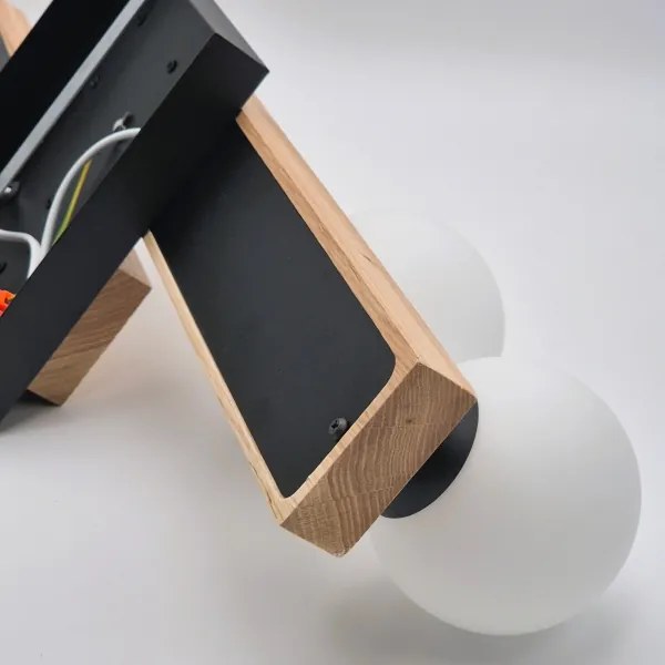 Lampadario a sospensione con filo CORTINA 2xE27/15W/230V + 2xG9/5W/230V nero/quercia