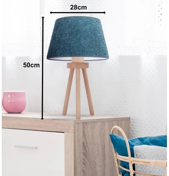 Duolla - Lampada da tavolo BOUCLE 1xE27/15W/230V diametro 28 cm turchese/legno