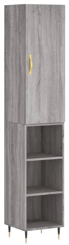 Credenza grigio sonoma 34,5x34x180 cm in legno multistrato