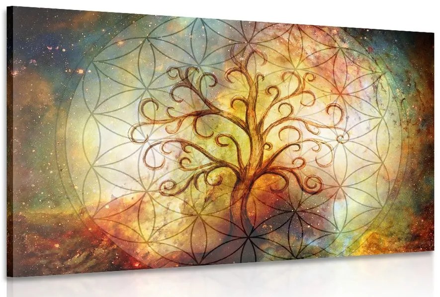 Stampa su tela – Albero con fiore della vita