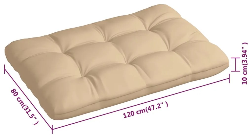 Cuscini per Pallet 3 pz Beige in Tessuto