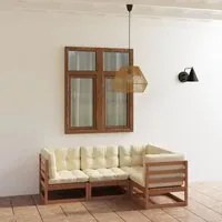 Set Divani da Giardino 4 pz con Cuscini Legno Massello Pino cod mxl 42632