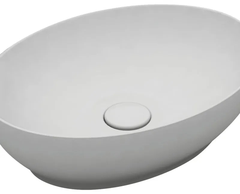 Lavabo da appoggio OLYMPIA CERAMICA ovale piletta non inclusa in ceramica L 50 x H 14 x P 38 cm bianco lucido piletta non inclusa