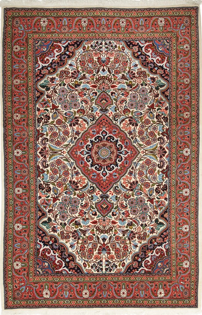 Sarouk Tappeto 140 x 210 Beige (Iran) Annodato A Mano