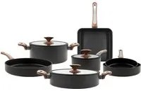 Batteria di Pentole Set 10 Pezzi Antiaderente Induzione Silex Elegance Wood Nero