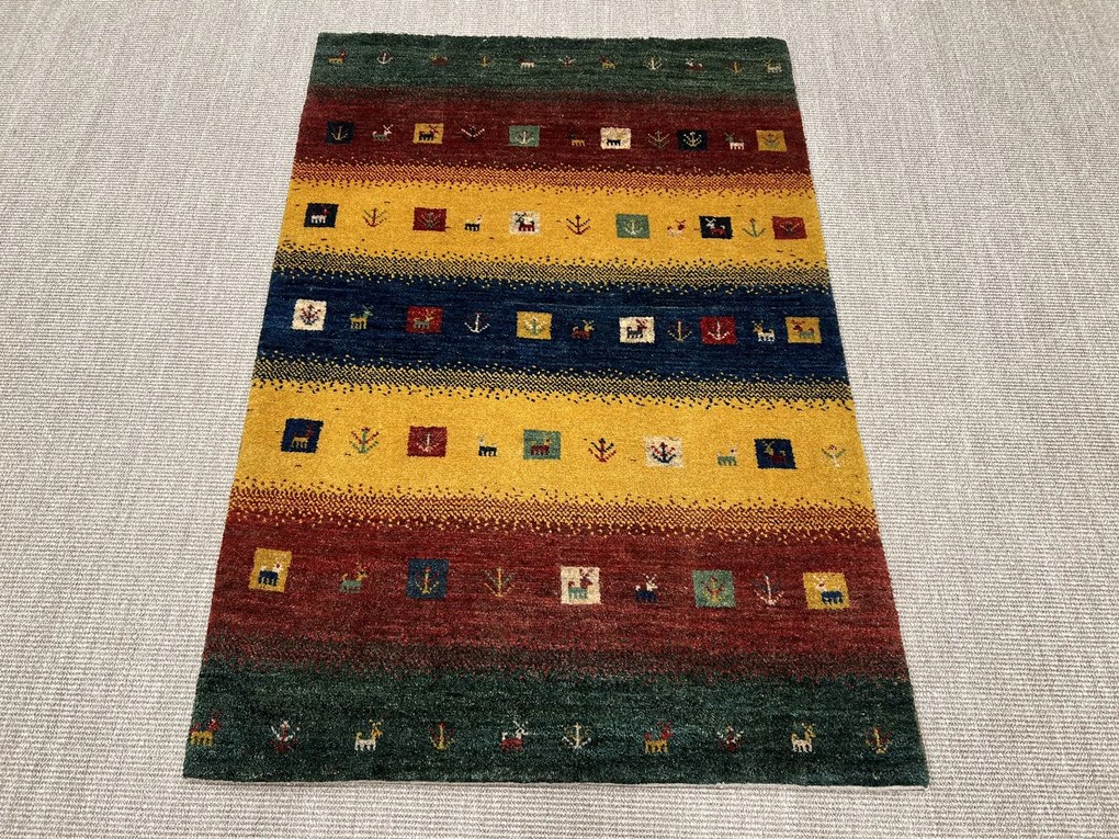 Gabbeh Tappeto persiano 100x150 Verde (Iran) Annodato A Mano