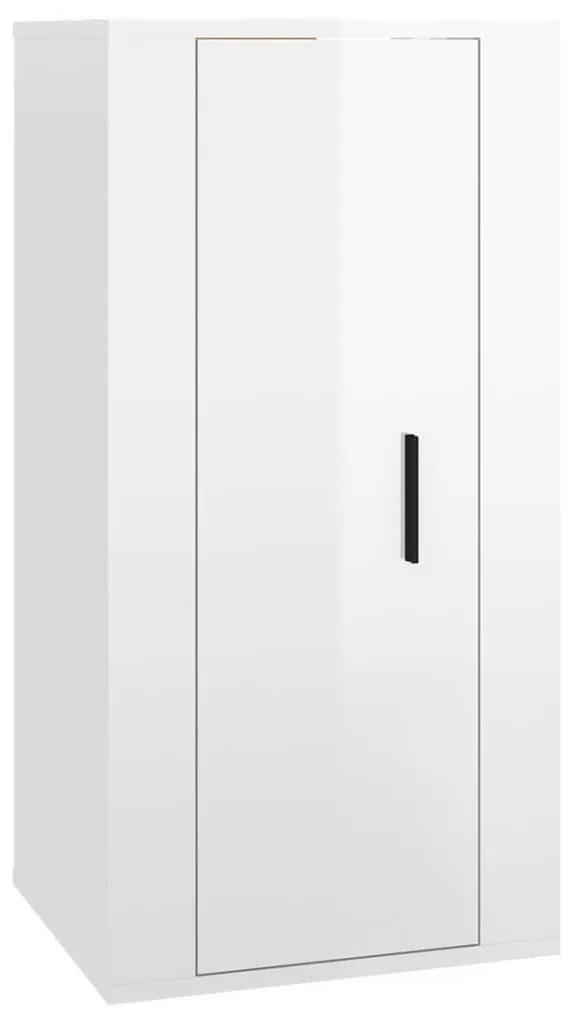 Set mobili porta tv 3 pz bianco lucido in legno multistrato