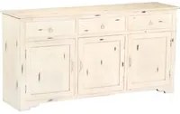 Credenza Bianca 160x40x80 cm Legno Massello di Mango 247663