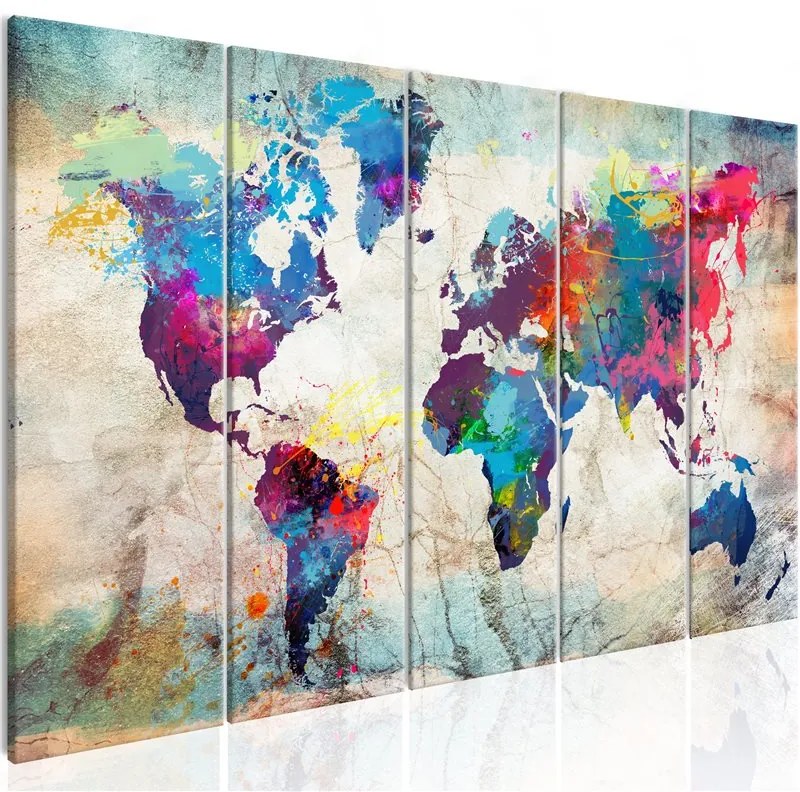 Quadro World Map Cracked Wall