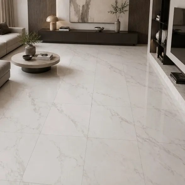 Piastrelle in LTV PVC autoadesive da pavimento parete Set 22 pz 2 mt2 30x30 effetto Marmo Bianco