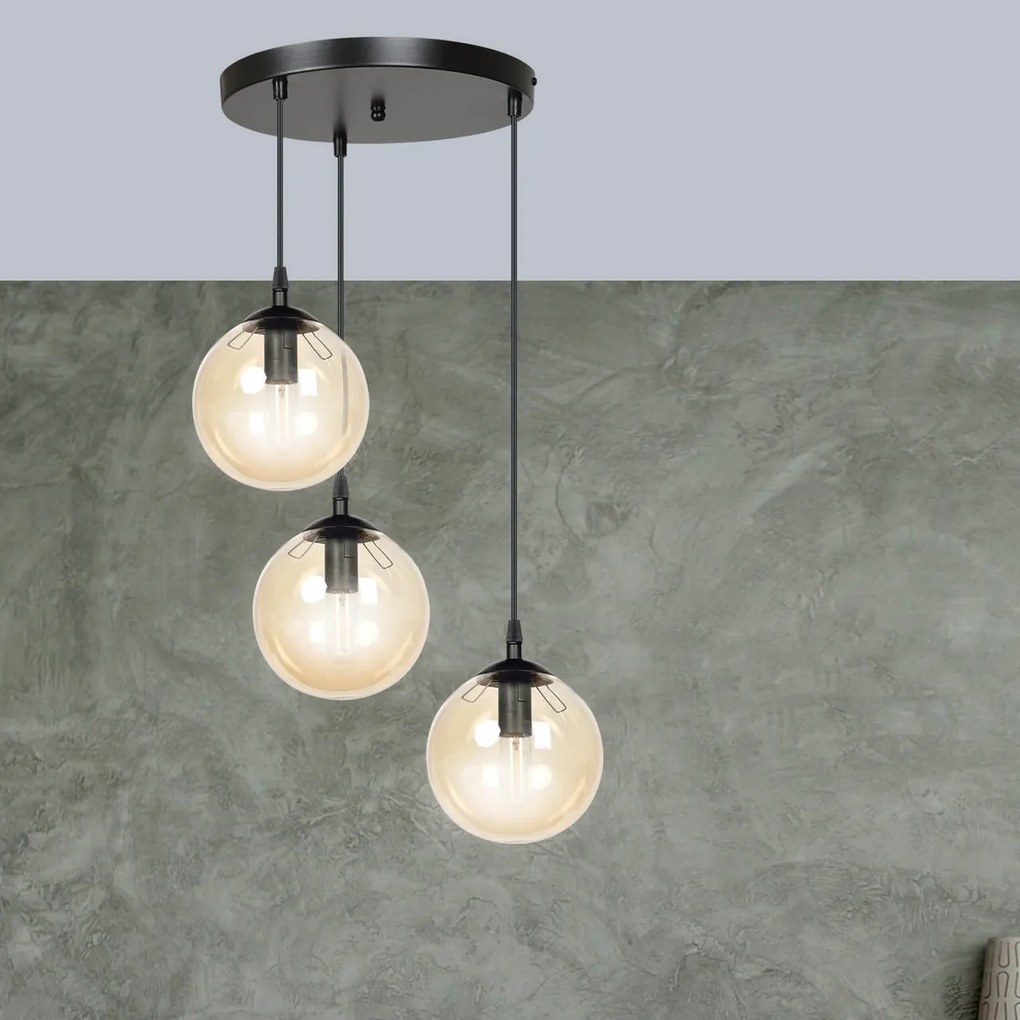 Lampadario a sospensione COSMO 3 BLACK MIODOWY PREMIUM