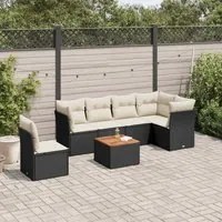 Set Divani da Giardino con Cuscini 7pz Nero Polyrattan 3255993