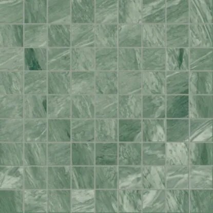 Pavimento rivestimento mosaico 30x30 in gres fine porcellanato 10mm verde antigua glossy Ragno Incanto