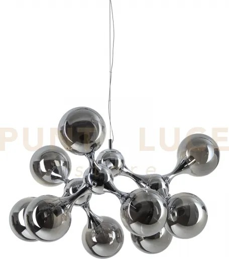 Nodi lampadario sospenso in metallo e vetro cromo 9 luci attacco e14