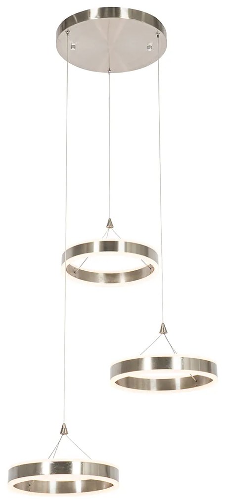 Lampada a sospensione in acciaio rotonda con LED dimmerabile a 3 livelli 3 luci - Lyani