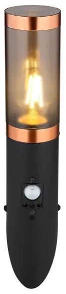 Globo 3157BCS-Applique da esterno con sensore BOSTON 1xE27/15W/230V IP44 nero/rame