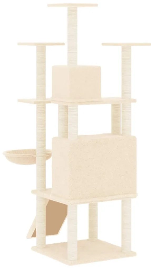 Albero per gatti con tiragraffi in sisal crema 154 cm