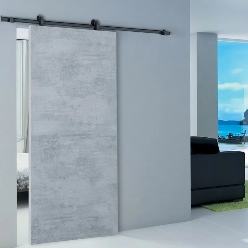 Porta scorrevole Cemento in mdf grigio, L 92.5 x H 212 cm, con binario Loft Reversibile