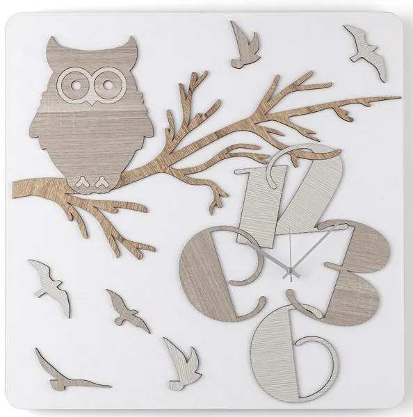 Orologio quadrato 30X30 cm da parete in legno laminato GUFO BRC