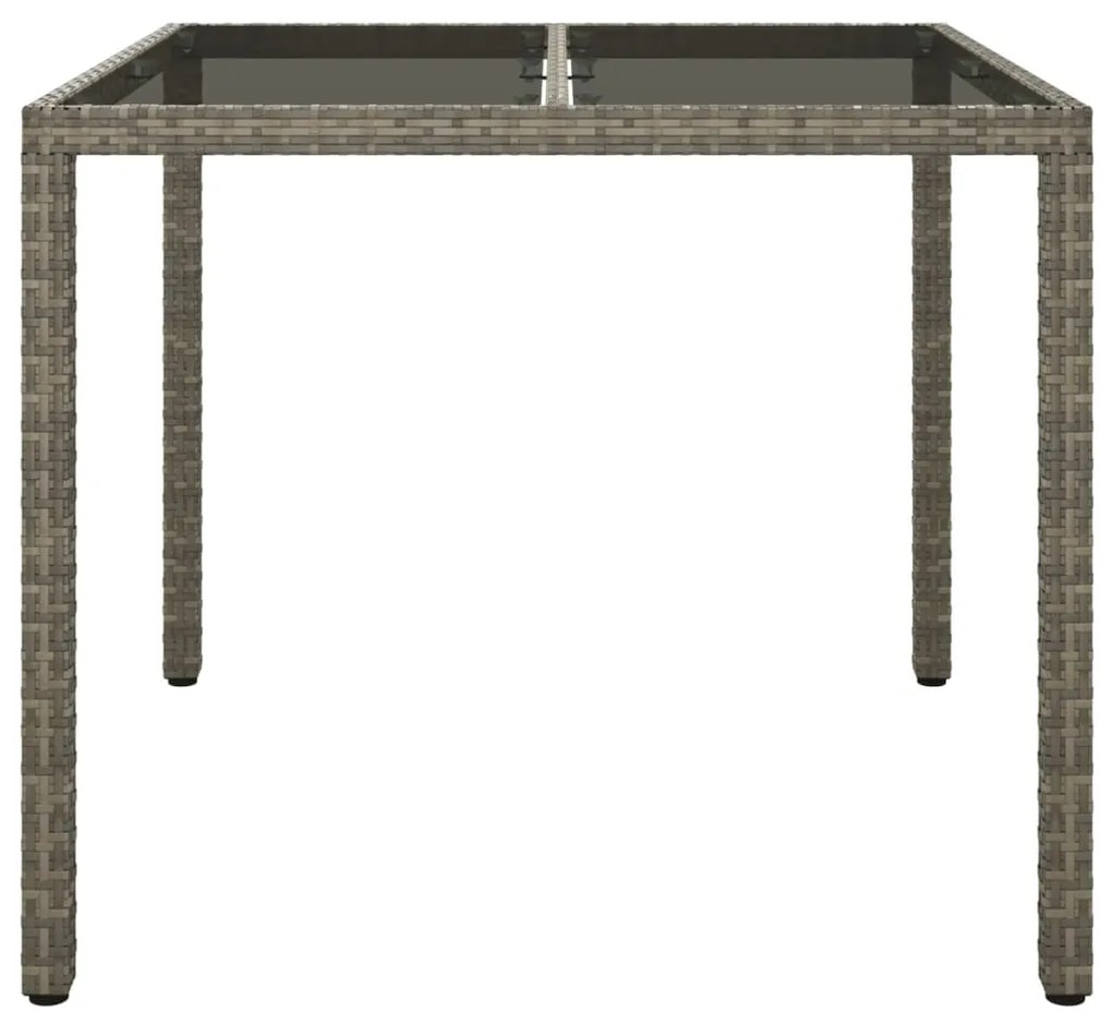 Tavolo giardino 90x90x75 cm vetro temperato e polyrattan grigio