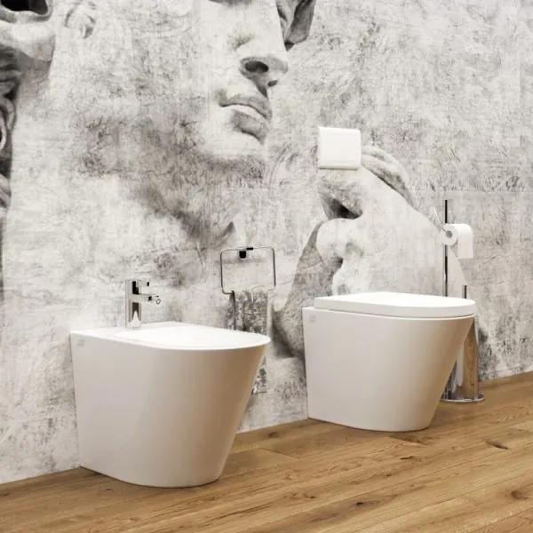 Bidet e Vaso WC Arco filo muro in ceramica completo di sedile softclose