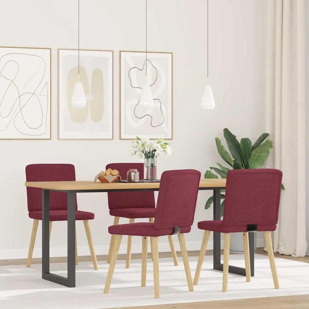 Sedie Da Pranzo 4 Pz Rosso Vino İn Tessuto /