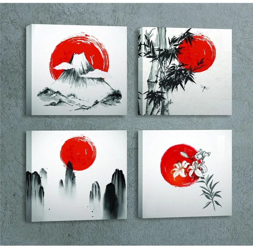 Quadri in set di 4 pezzi 30x30 cm Zen - Wallity