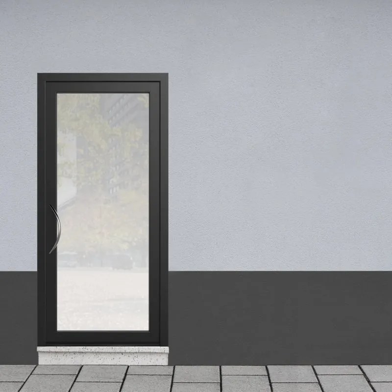Portoncino d'ingresso Condo4 L 90 x H 210 cm in alluminio nero, apertura spingere a destra