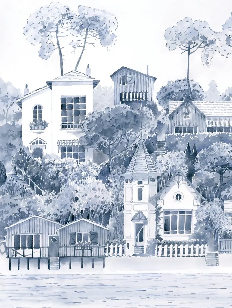 Isidore Leroy Carta da parati panoramica Front de Mer Bleu - Panel A
