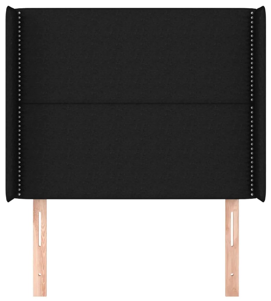 Testiera ad orecchio nera 103x16x118/128 cm in tessuto