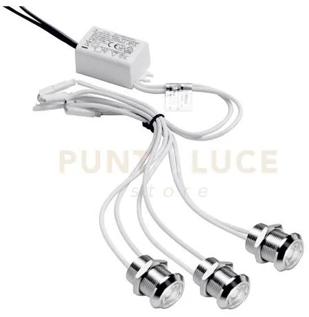 Gfa922n- modulo da 3 faretti led 4000k 480lm 3x1w d.2cm da incasso ...