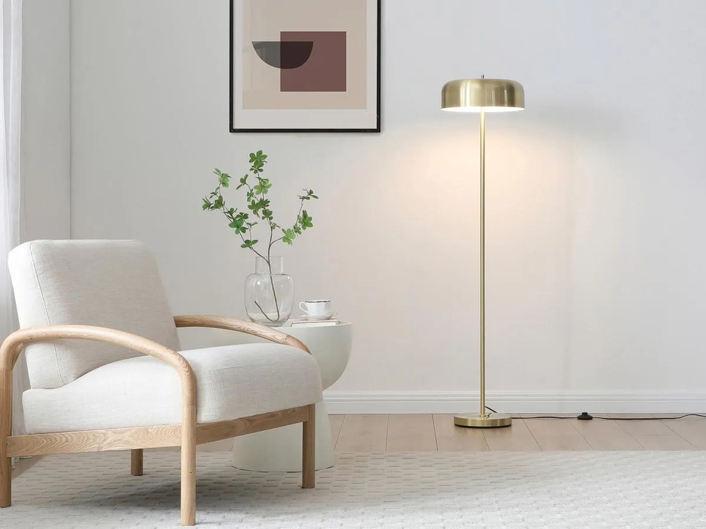 Lampada da terra a fungo in ottone dorato spazzolato D.35 x H.150 cm - CATAVI
