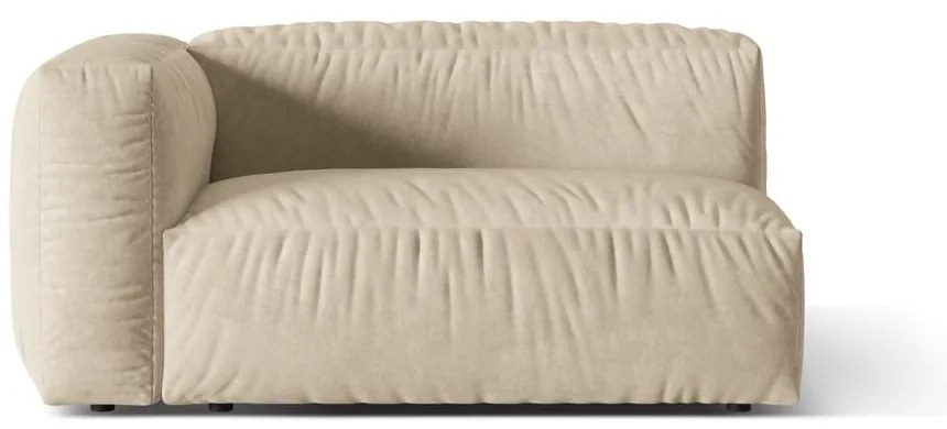 Parte divano componibile beige (con penisola a sinistra) con rivestimento in velluto Martina – Micadoni