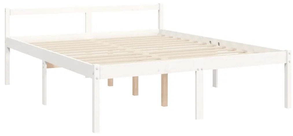 Letto per Anziani con Testiera Bianco King Legno Massello