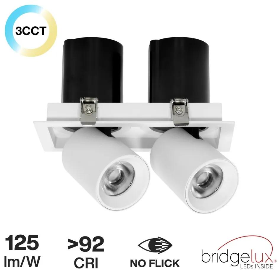 Faro LED da Incasso Orientabile 2x15W CCT Foro 160x75mm Bridgelux LED Colore Bianco Variabile CCT