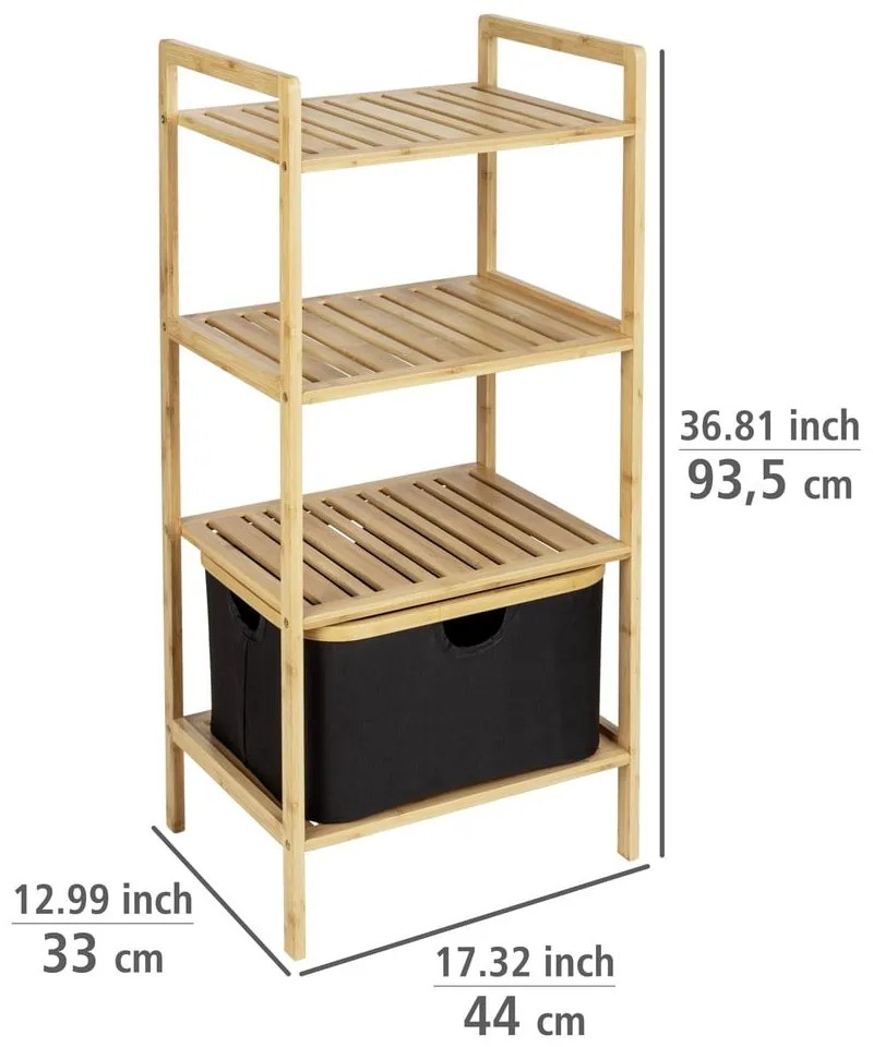 Mensola da bagno in bambù nero/naturale 44x93,5 cm Ecori - Wenko