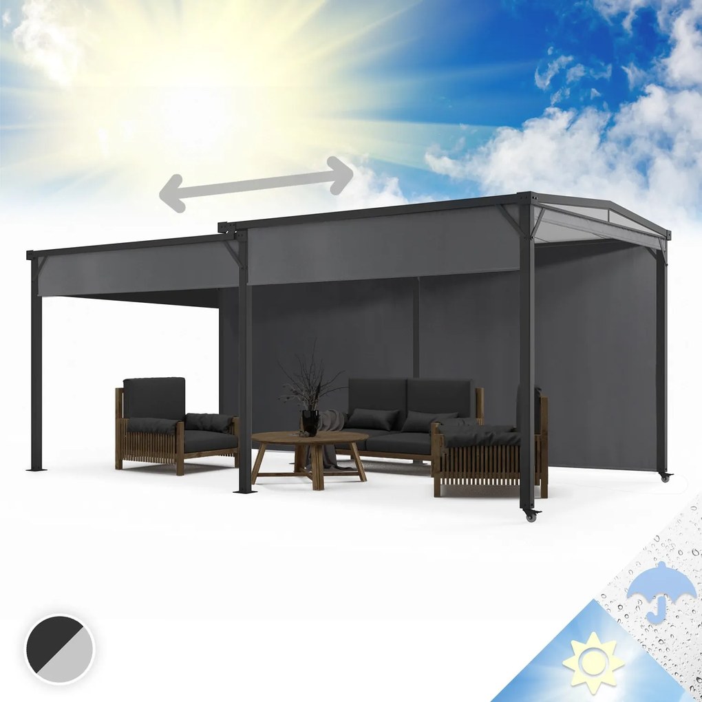 blumfeldt Pantheon Solid Sky Expand, gazebo, pareti laterali, 3x3-5,6 m, alluminio
