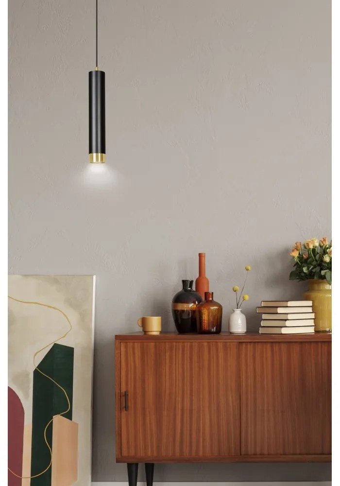 Lampada a Sospensione in Acciaio KIBO 1 GU10 Colore del corpo Nero e Oro