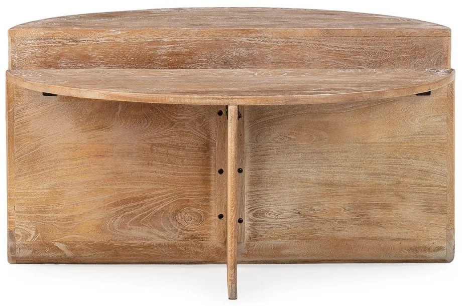 Tavolino da salotto rotondo colore naturale scuro in mango massiccio ø 80 cm Divya – MOME