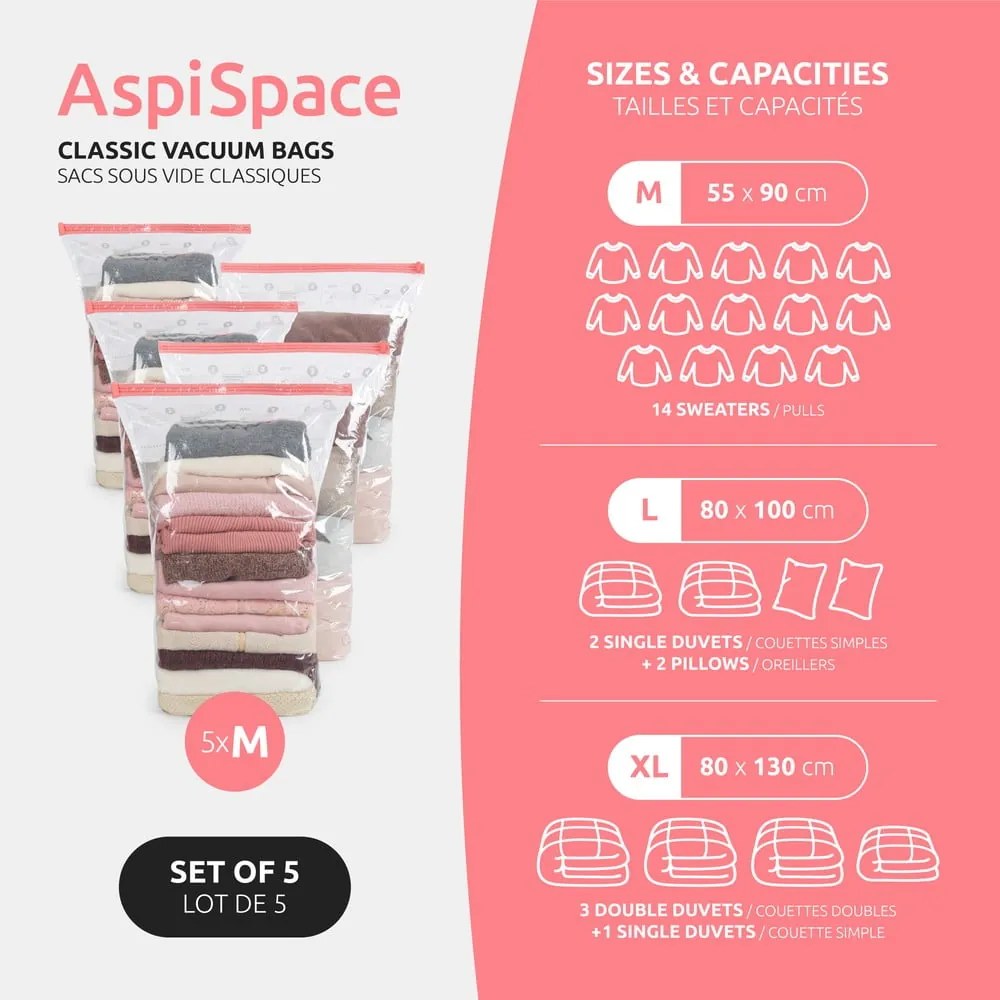 Sacchetti per il vuoto in set da 5 pezzi Premium Valve M - Compactor