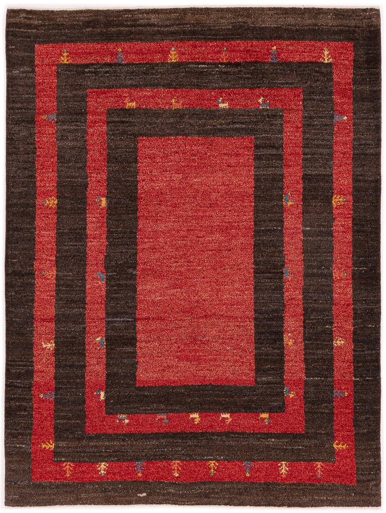 Gabbeh Tappeto 190x150 Rosso (Iran) Annodato A Mano