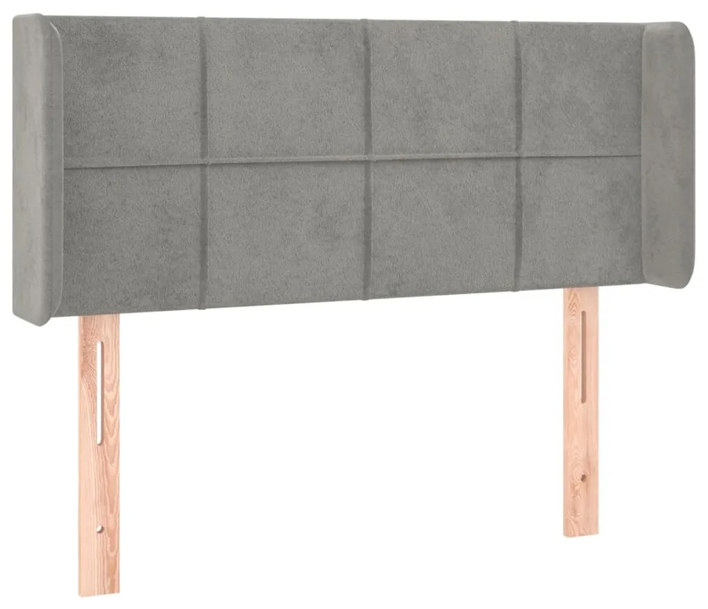 Testiera grigio chiaro a led 93x16x78/88 cm in velluto