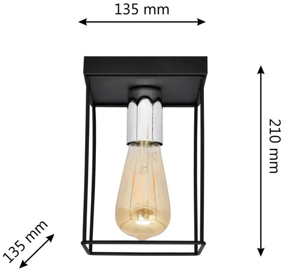 Plafoniera FINN 1xE27/15W/230V nero/cromo