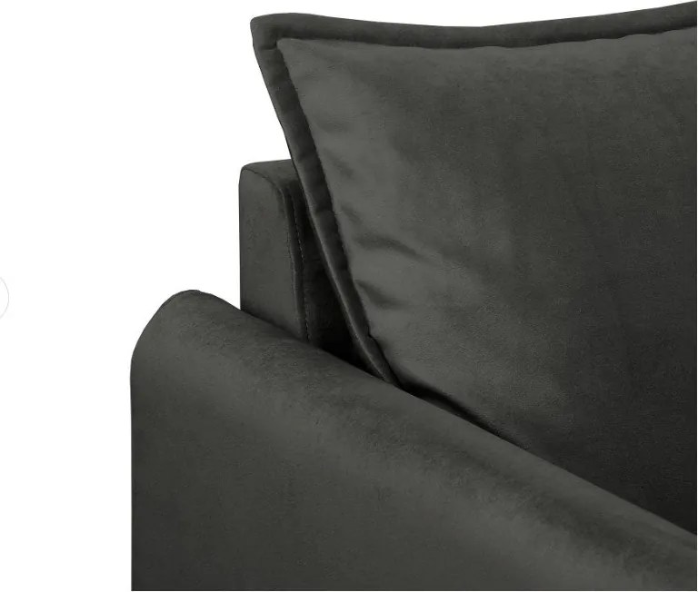 Poltrona grigio scuro con rivestimento in velluto Juli – Ropez