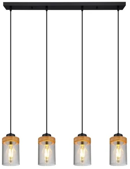 Globo 15557-4H - Lampadario a sospensione con filo FINCA 4xE27/40W/230V metallo/legno