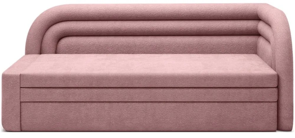 Divano rosa allungabile/con contenitore con penisola a destra e rivestimento in ciniglia 223 cm Fabillo – ELTAP