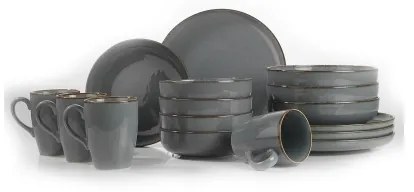 Set da tavola 16 pezzi in porcellana, grigio