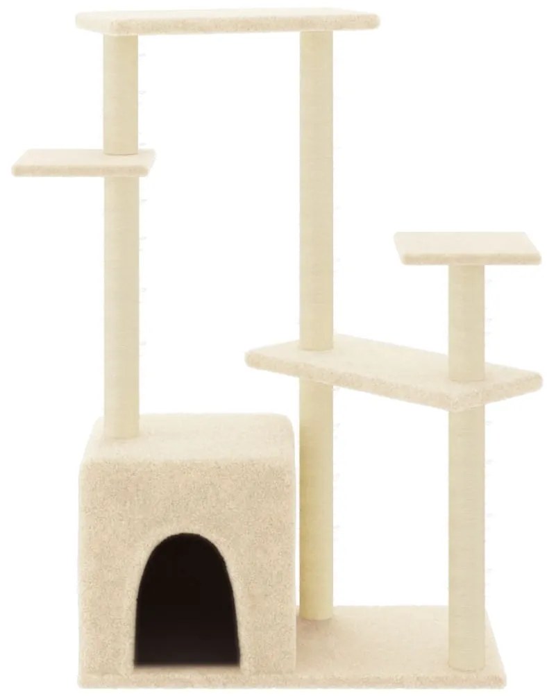 Albero per gatti con tiragraffi in sisal crema 107,5 cm