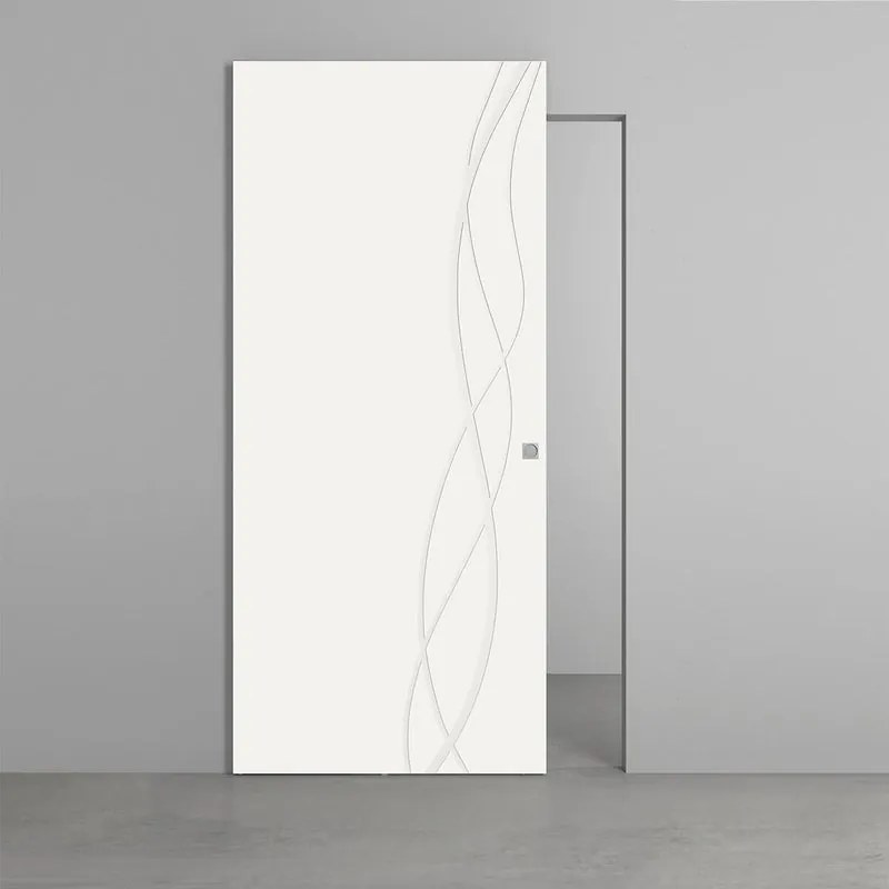 Porta scorrevole Dna in legno bianco, L 101 x H 230 cm, con binario Invisibile Destra