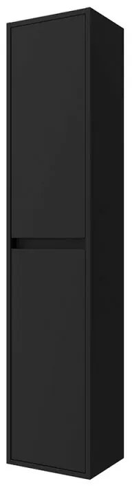 Colonna bagno sospesa 140 cm nero satinato ripiani regolabili Gaya